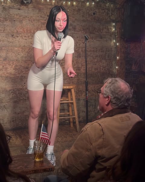 Roadhouse bar with a small US flag on the table